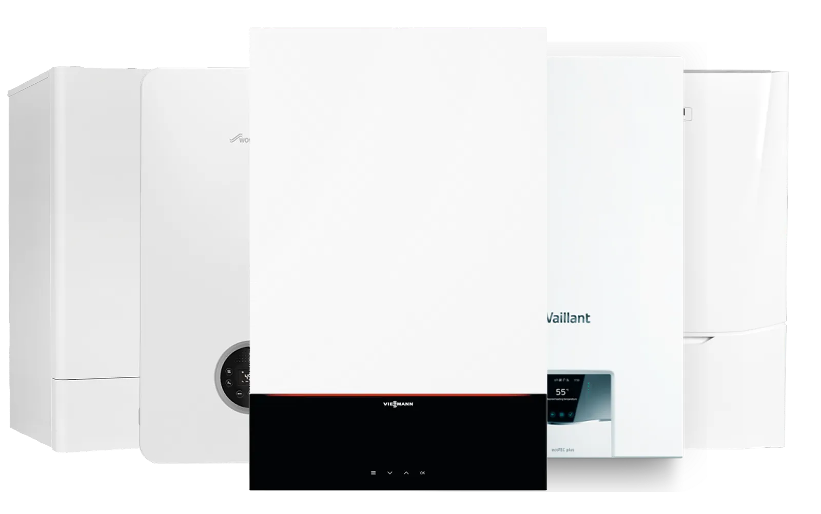 Combi, system, regular and electric boiler models side by side