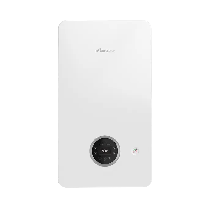 White Worcester Bosch combi boiler front view